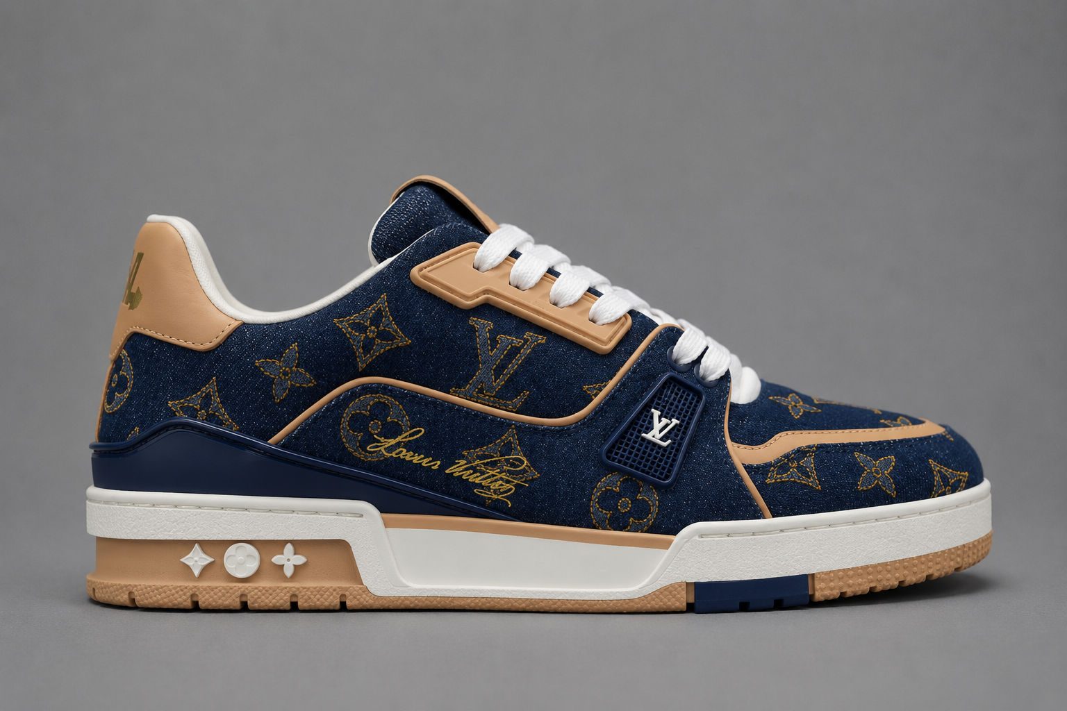 LV Trainer Denim Sunset – Bleu Denim / Beige