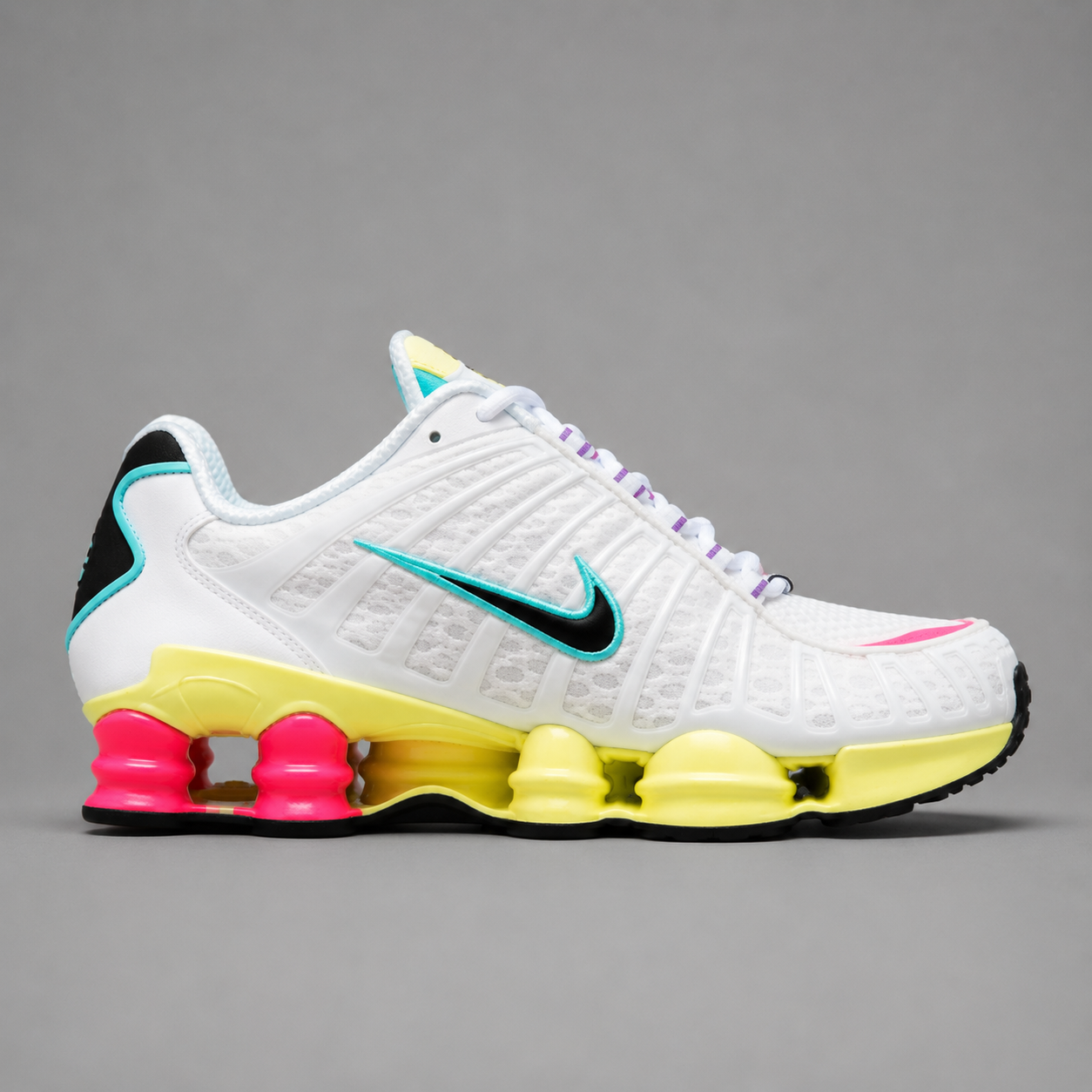 Shox TL Pastel Neon – Blanc / Jaune Néon / Rose / Bleu Aqua