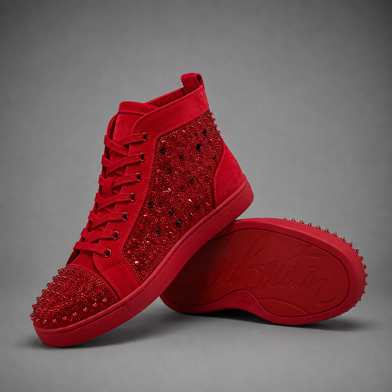 Louis Spikes Montante Red Velvet – Rouge Intense / Rouge Brillant