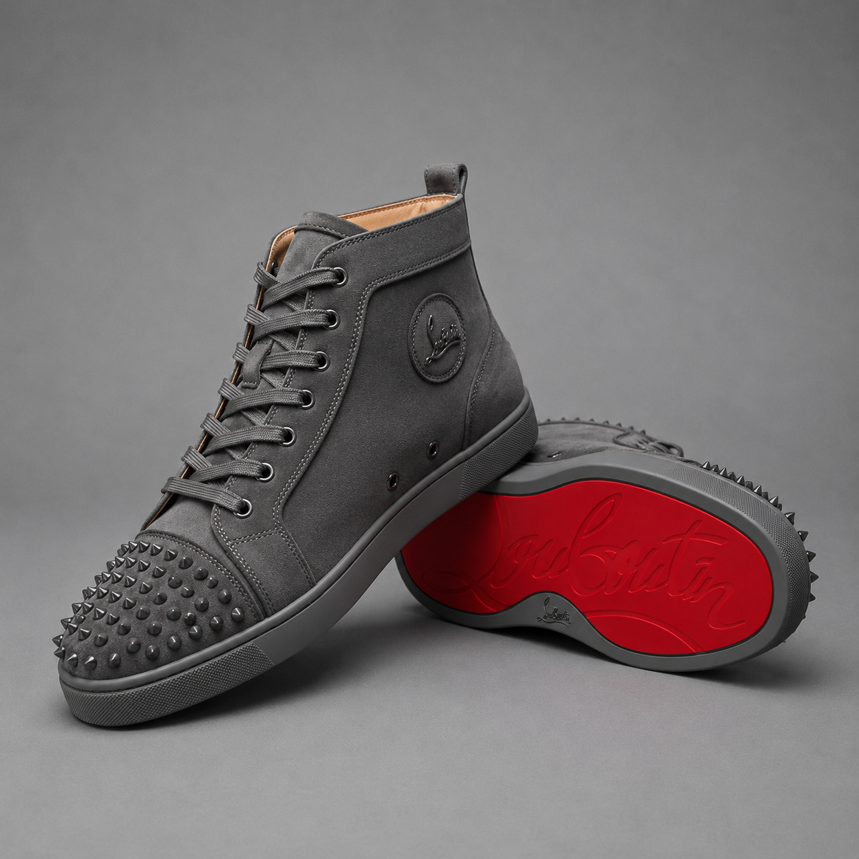 Louis Spikes Montante Grey Matte – Gris Anthracite / Rouge