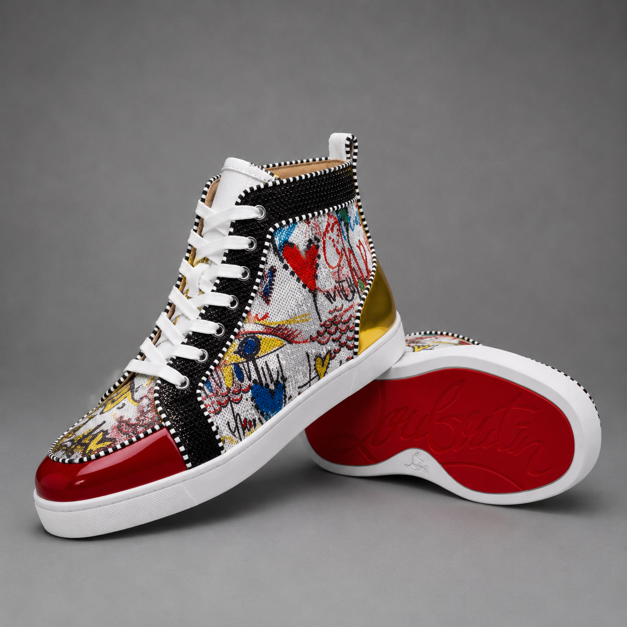 Louis Spikes Montante Graffiti Edition – Blanc / Multicolore / Rouge