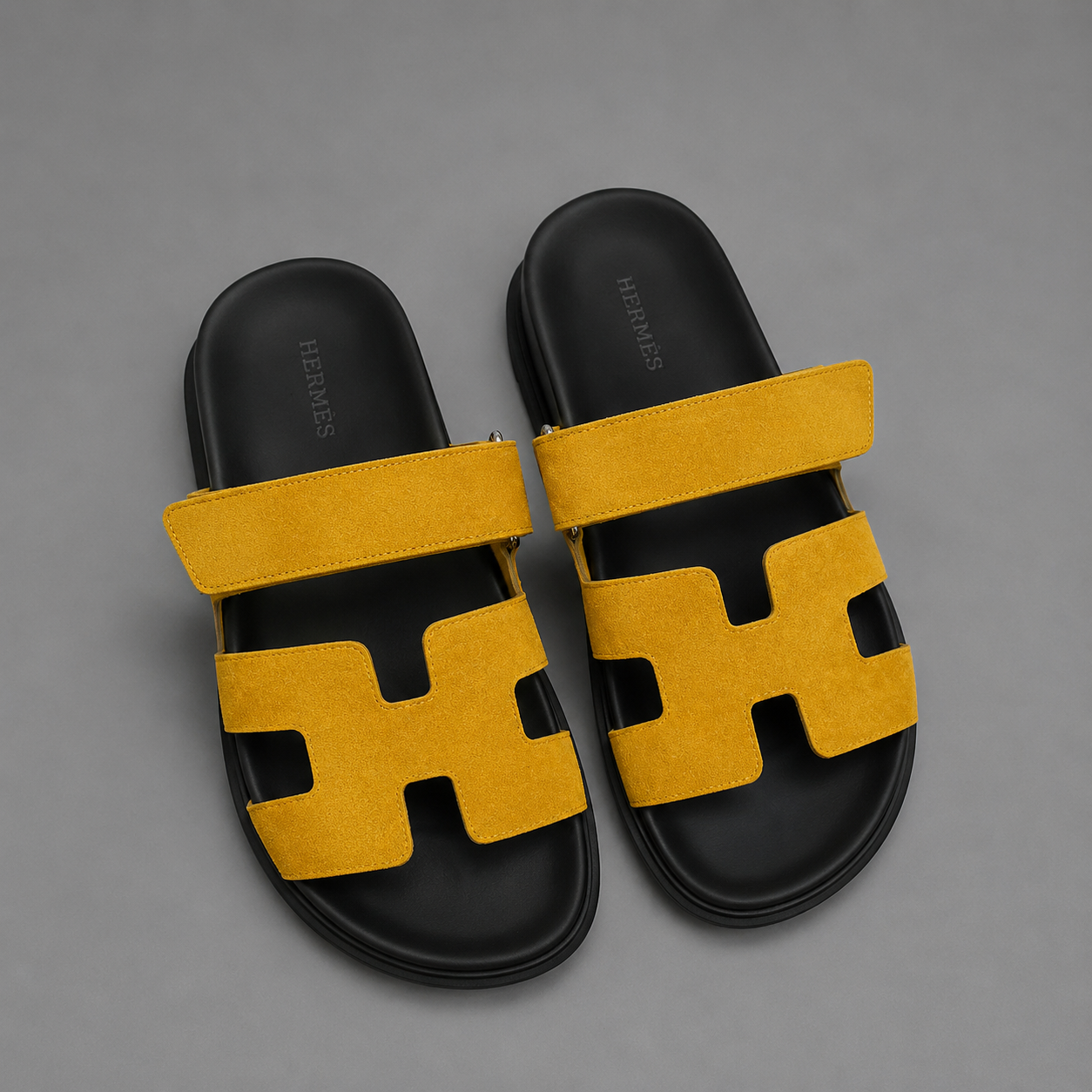 Chypre Sandales Yellow Suede – Jaune Moutarde / Noir