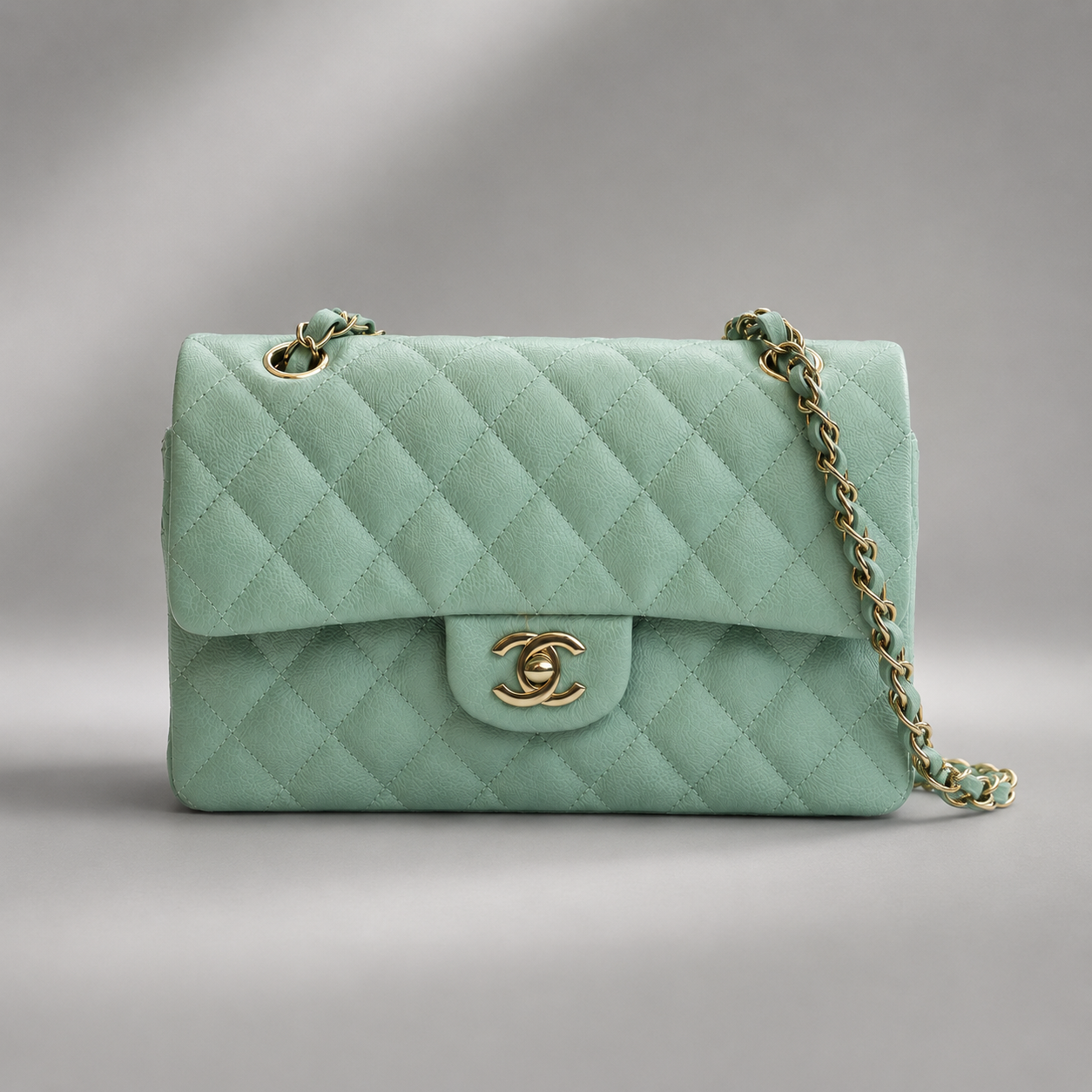 Classic Flap Mint Green – Chaîne dorée
